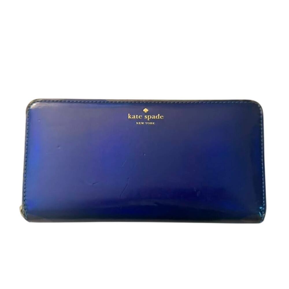 Kate Spade royal blue patent leather continental wallet